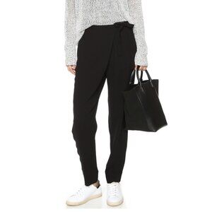 Diane Von Furstenberg Orly Black Crepe Wrap Front Asymmetric w tie Trouser, sz 2